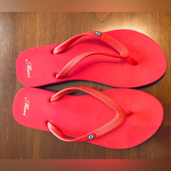 MAVI Jeans brand lovely red flip flops sandals blue evil eye Eu 38-39 US size 8 - Picture 2 of 5